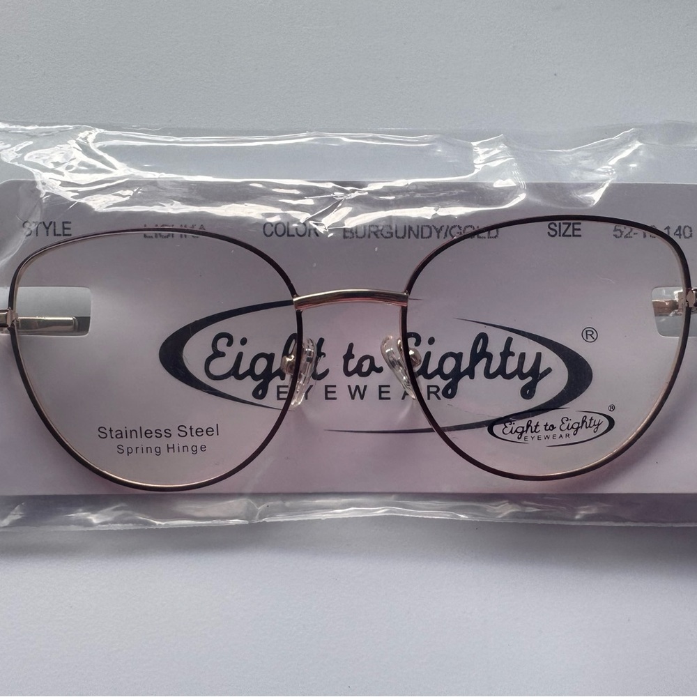 Eight to Eight Lishka Burgundy/Gold 52/19/140 Eyeglass Frame
